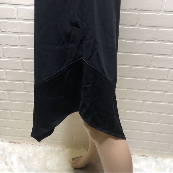 Alex Evenings Ribbed Crepe Long Gown Sleeveless Dress Navy Beaded NWT - Picture 13 of 16